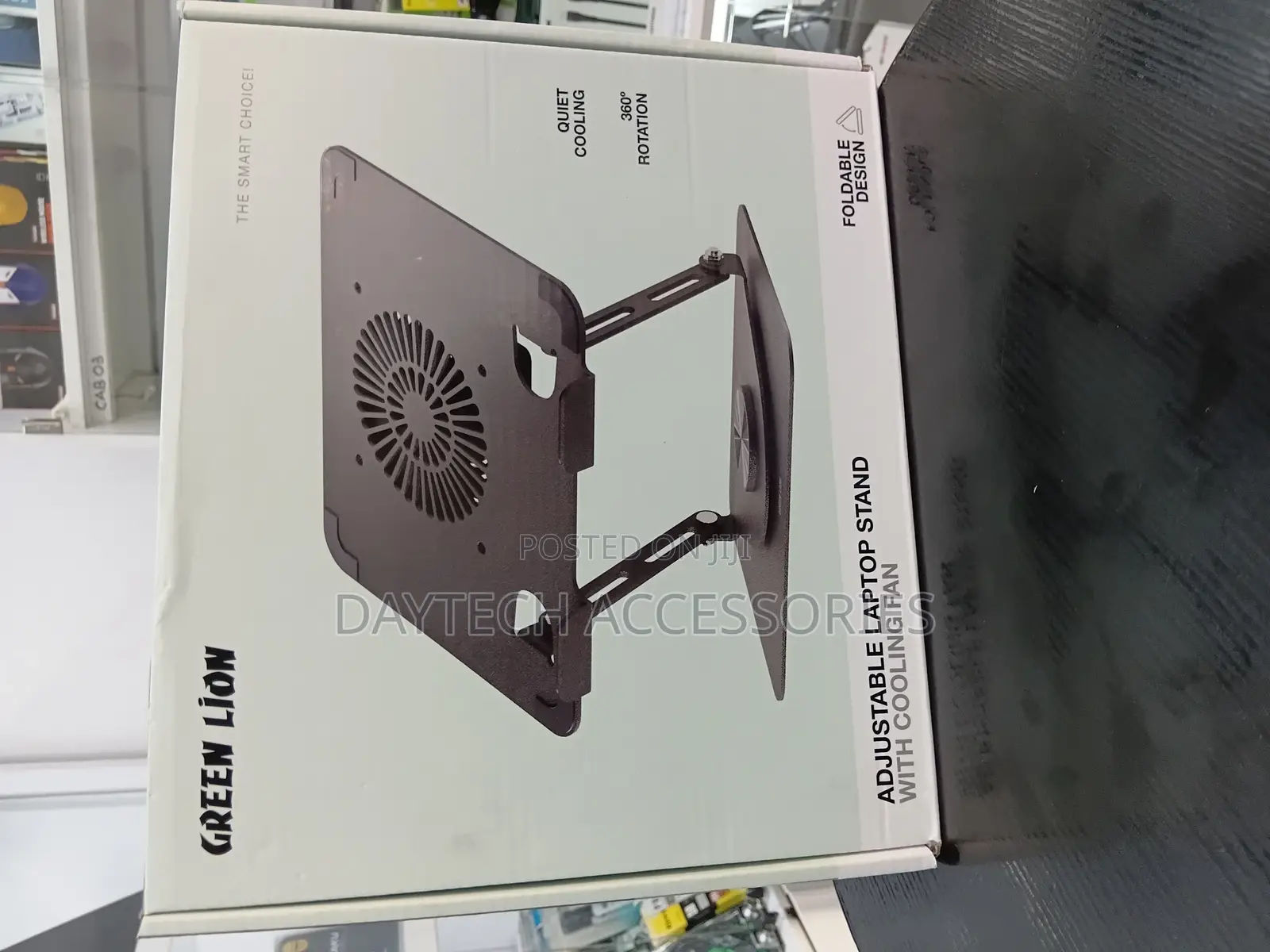 Green Lion Adjustable Laptop Stand With Cooling Fan - Black