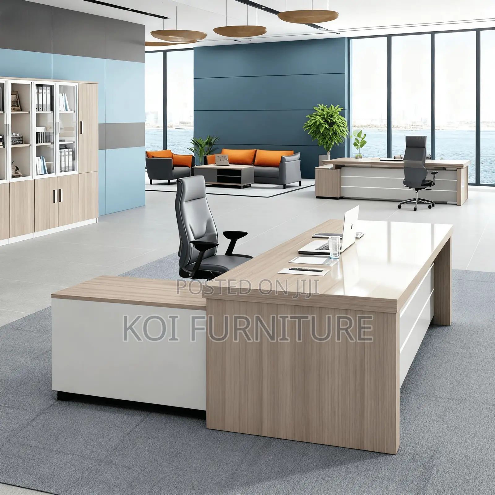 Office Desk; 1.8m Executive L Shaped Intergrated Executive Desk