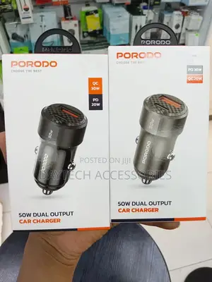 Porodo 50w Dual Port Car Charger Pd 20w Qc 30w - Black