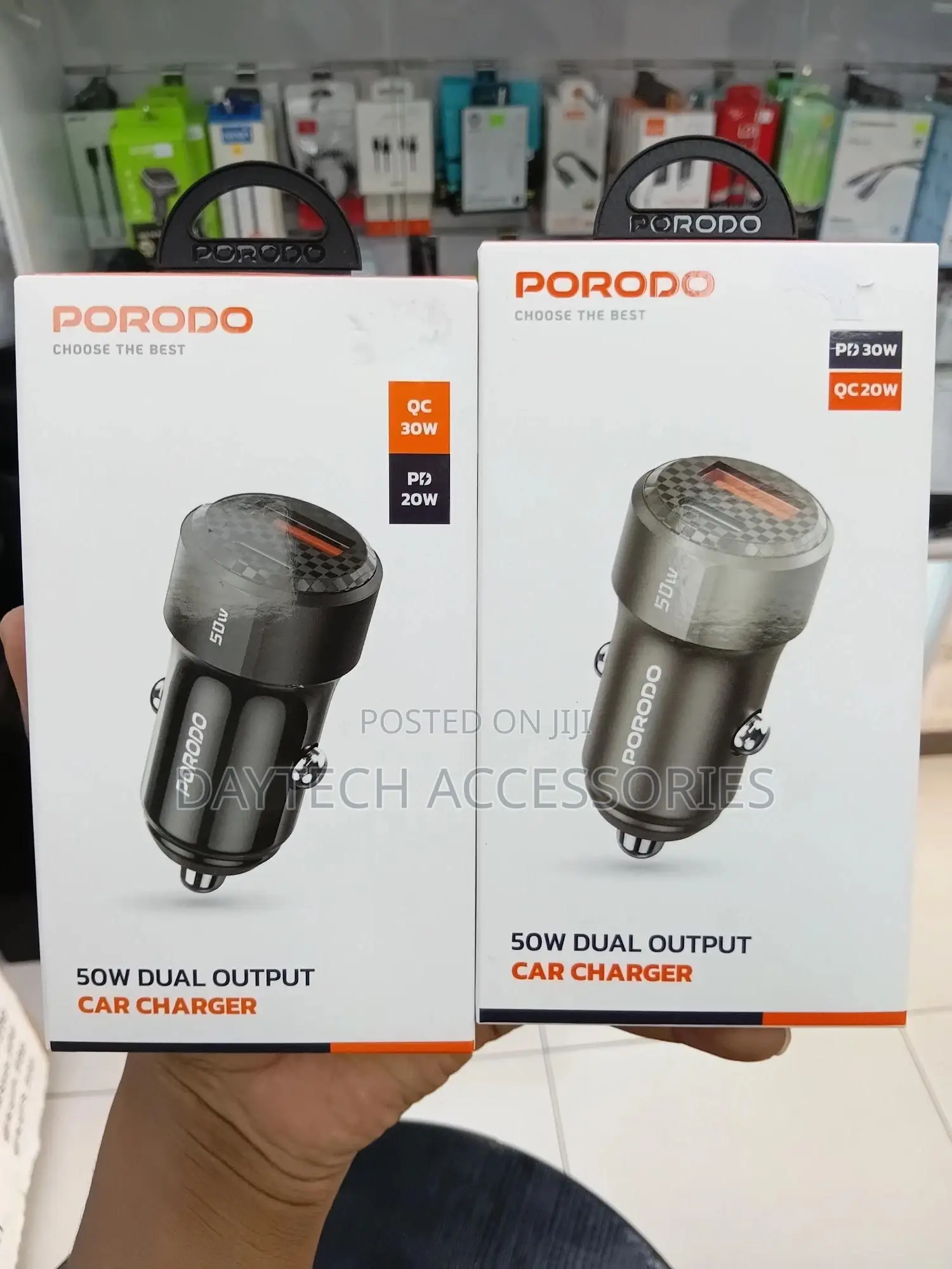 Porodo 50w Dual Port Car Charger Pd 20w Qc 30w - Black