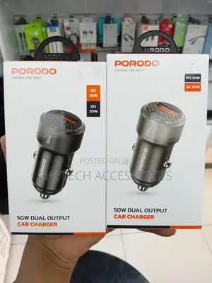 Porodo 50w Dual Port Car Charger Pd 20w Qc 30w - Black
