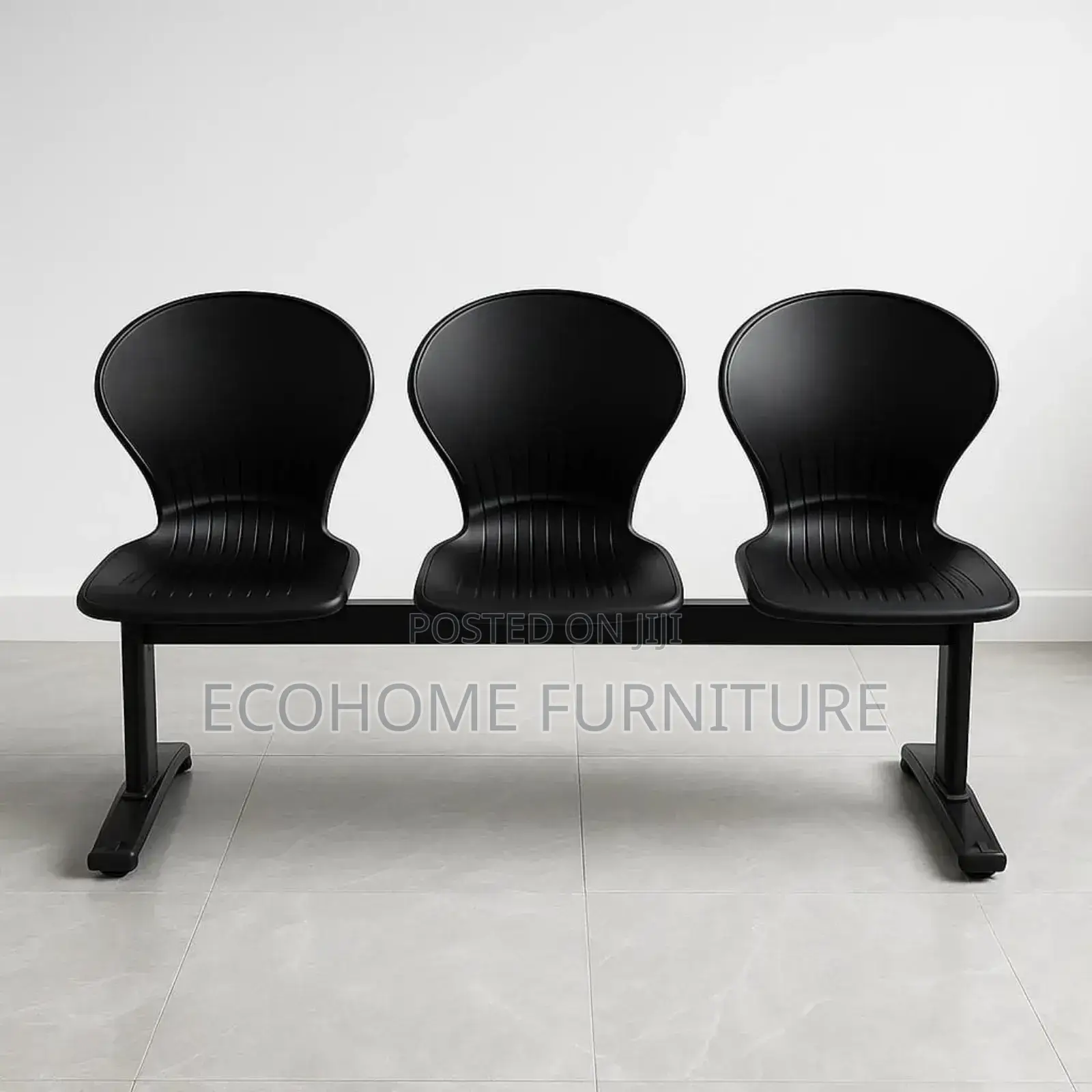 3 Seater Black Visitors Chair