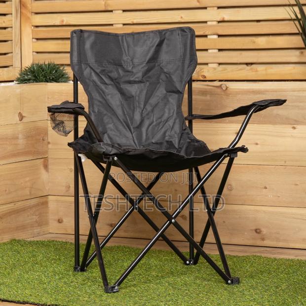 Camping Chairs, With Cup Holder Pouch Black
