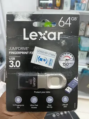 Lexar Jumpdrive F35 64gb Finger Print Usb3 Flash Drive - Upto 150mb/S