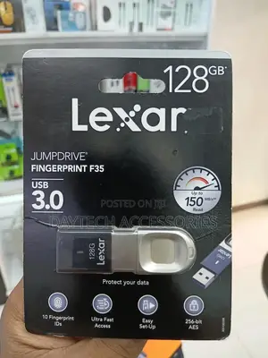Lexar 128gb Jumpdrive Fingerprint F35 Usb 3.0 Flash Drive.