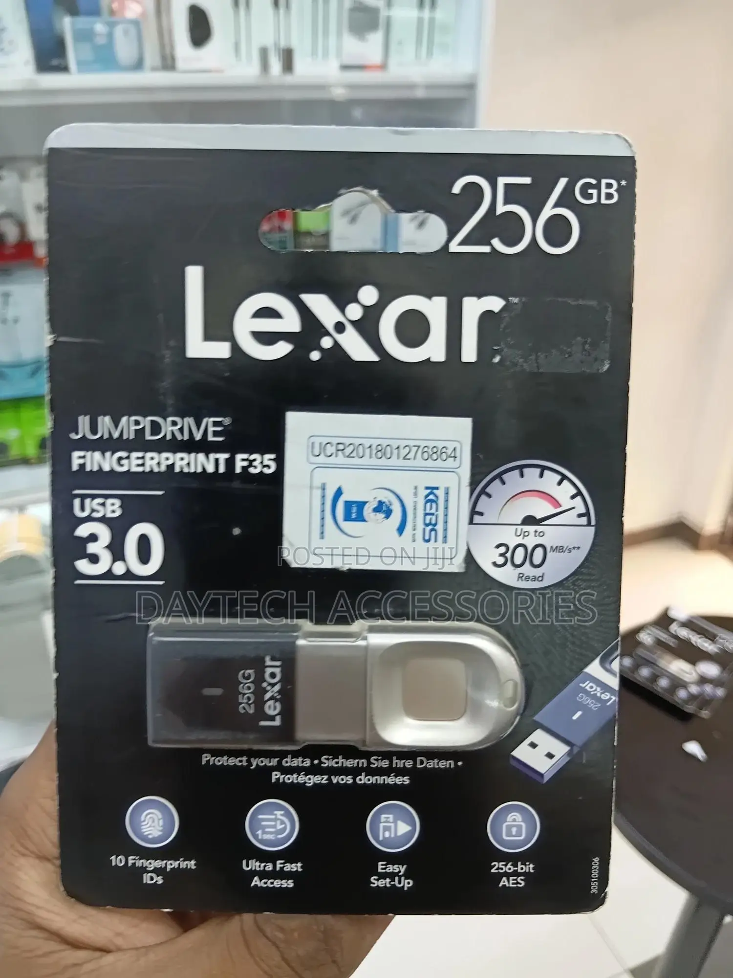 This Is a Lexar Jumpdrive Fingerprint F35 256gb Usb 3.0 Flash Drive.