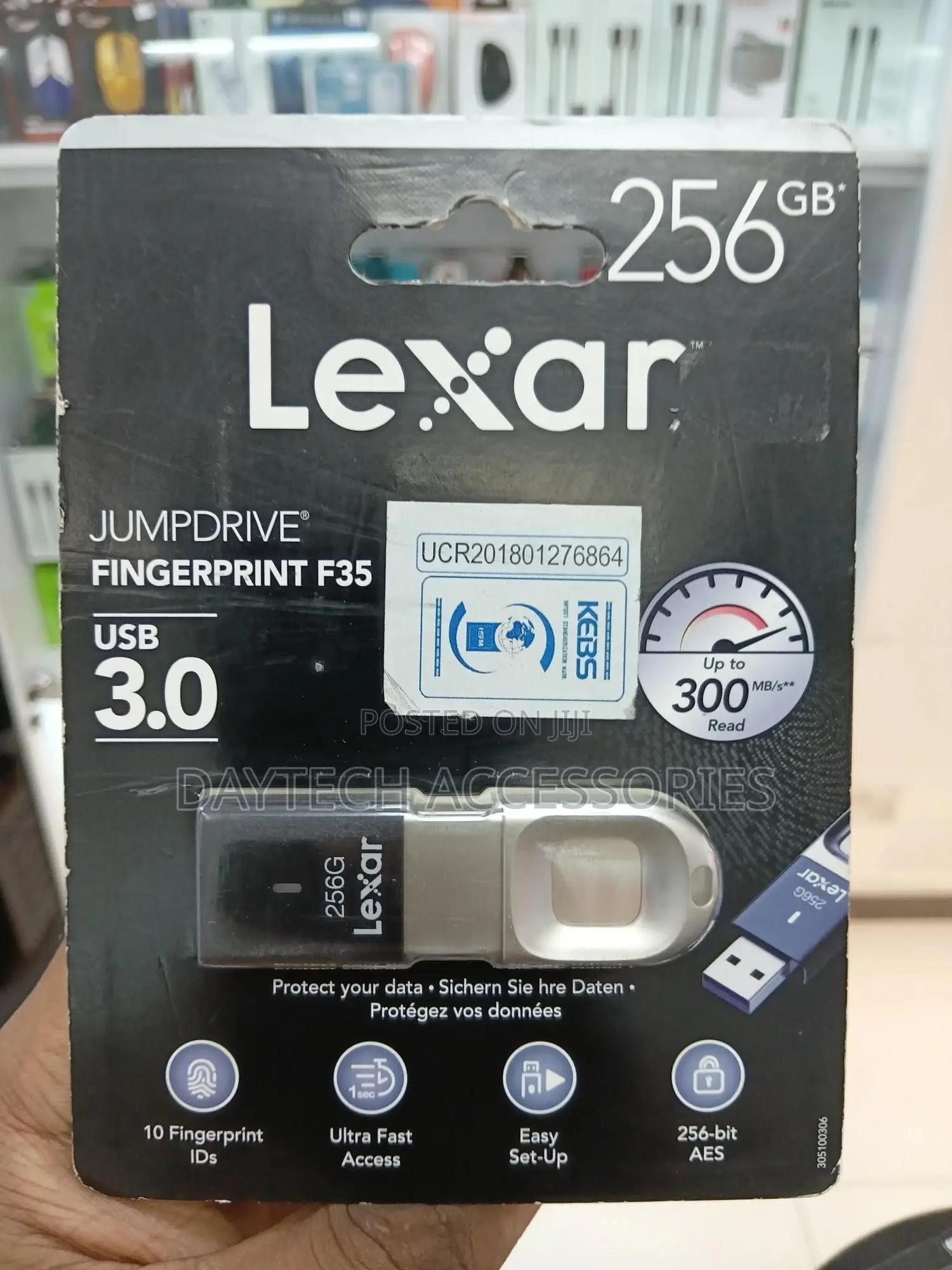 Lexar 256gb Fingerprint F35 Usb 3.0 Flash Drive