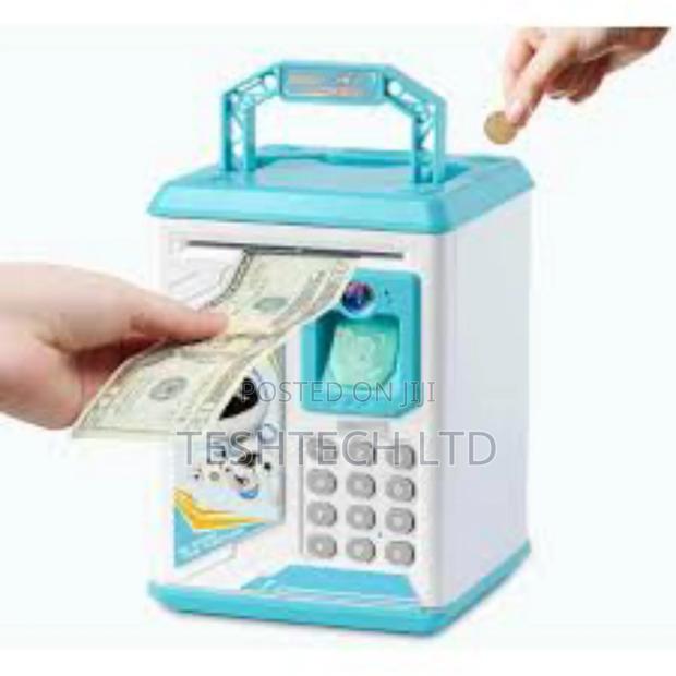 Electronic Robot Piggy Bank With Fingerprint Password Safe Blue
