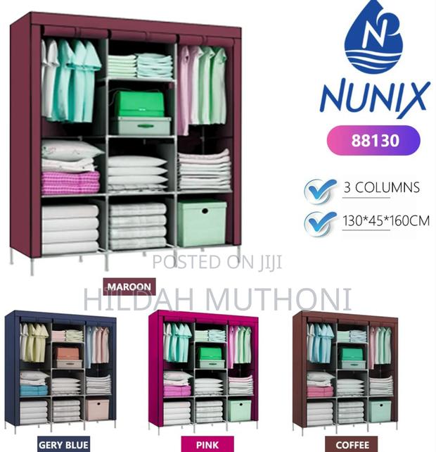 3-Column Portable Metallic Wardrobe