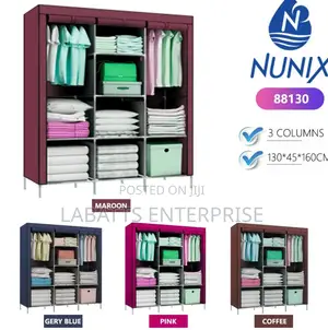 3-Column Portable Metallic Wardrobe Heavy Duty