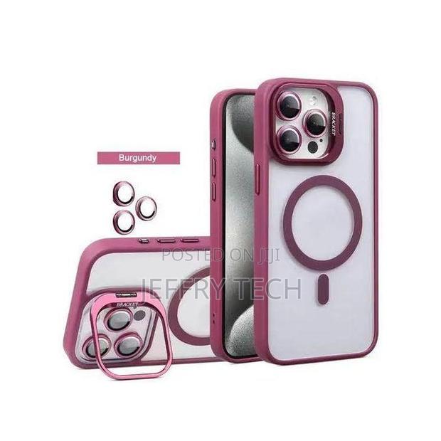 iPhone 16 Pro Max Burgundy Magsafe Compatible Stand Bracket Transpar
