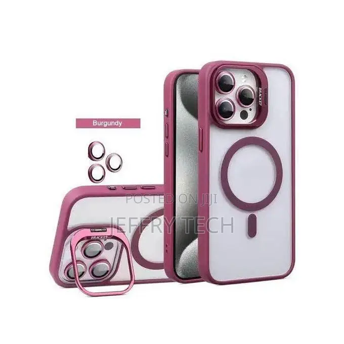 iPhone 16 Pro Max Burgundy Magsafe Compatible Stand Bracket Transpar