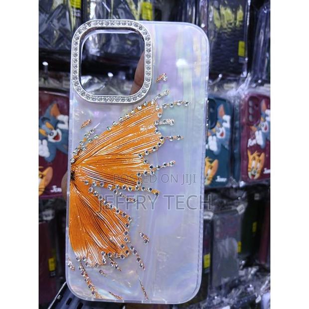 Luxury Marble Butterfly Rhinestone Glitter Case for iPhone 14 Pro Max