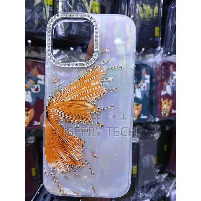 Luxury Marble Butterfly Rhinestone Glitter Case for iPhone 14 Pro Max