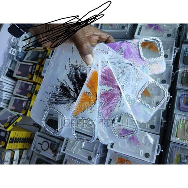 Luxury Marble Butterfly Rhinestone Glitter Case for iPhone 14 Pro Max - thumbnail 2
