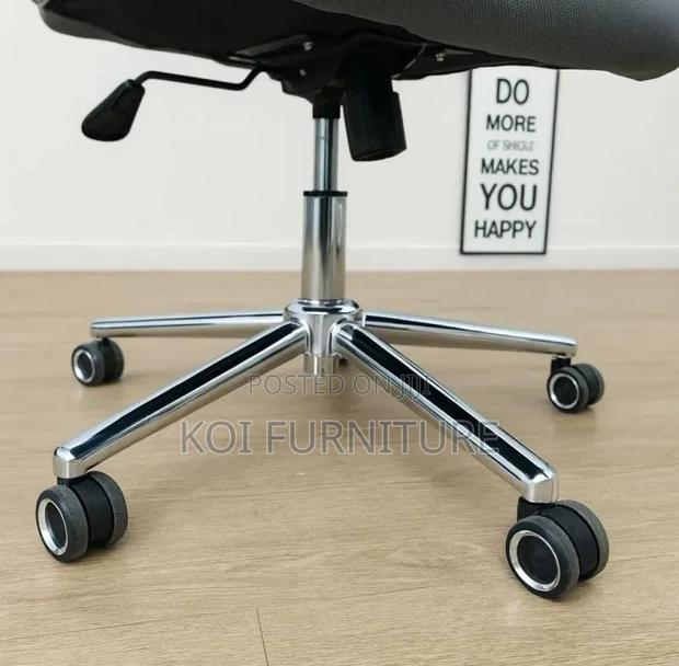 Office Chair; High Backrest Grey Executive Leather Padded Seats - thumbnail 4