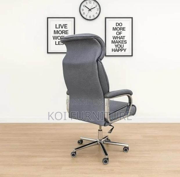 Office Chair; High Backrest Grey Executive Leather Padded Seats - thumbnail 5