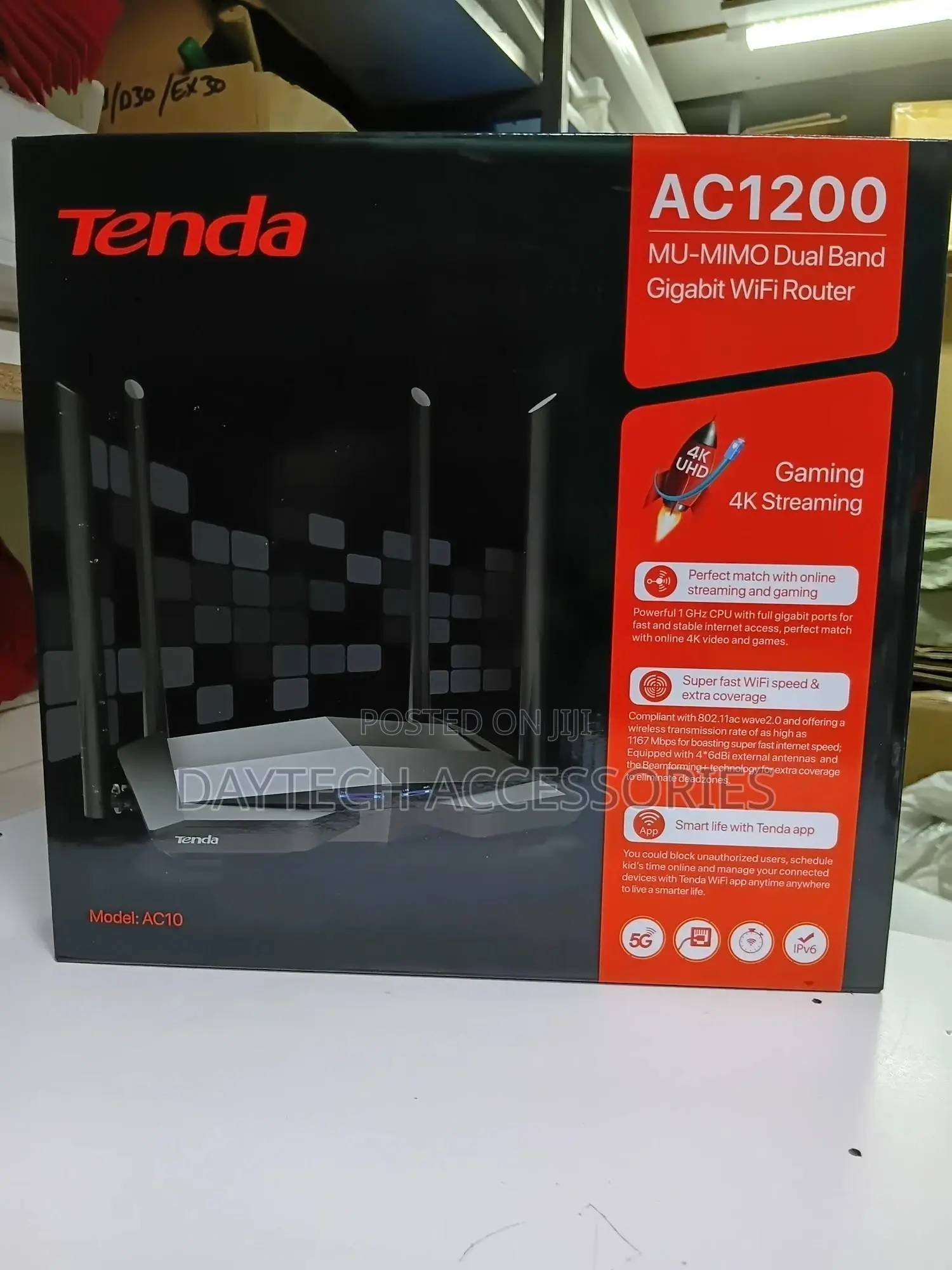Tenda Ac10 Router Ac1200 Smart Dual-Band Gigabit Wi-Fi.