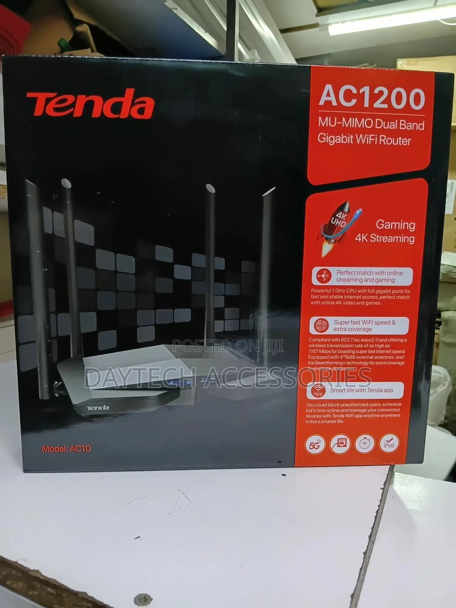Tenda Ac10 Router Ac1200 Smart Dual-Band Gigabit Wi-Fi.