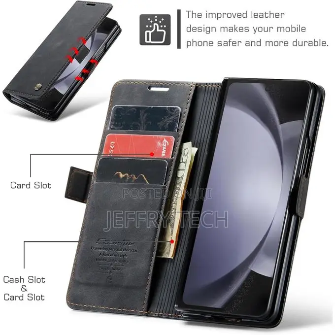 Caseme for Samsung Galaxy Z Fold 5 Wallet Case,Soft Pu Leather Flip W