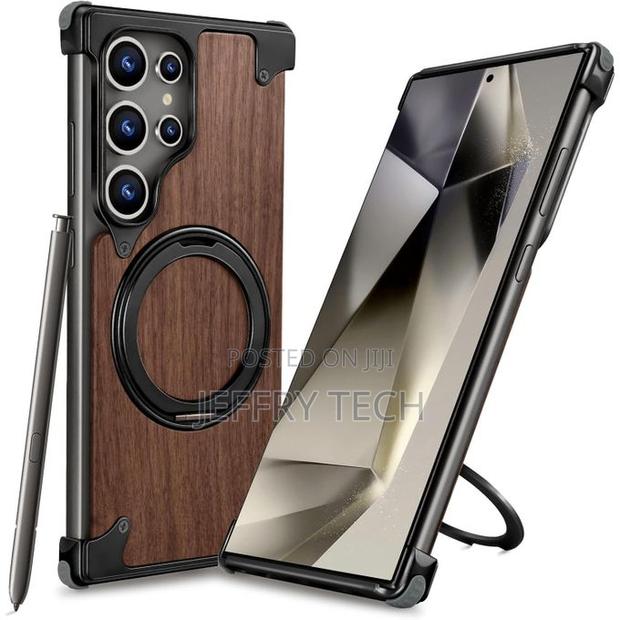 Samsung S26 Ultra Magnetic Wood-Armor Case (Natural Walnut Aluminum