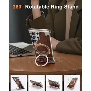 Samsung S24 Ultra Magnetic Wood-Armor Case (Natural Walnut Aluminum)