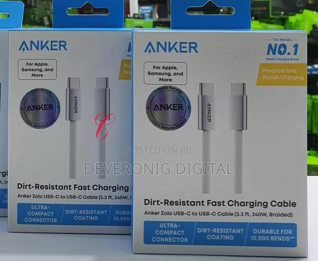 Ankerzolo 240w 3.3ft Usb C to Usb Dirt Resistant* Fast Charging Cable - thumbnail 2