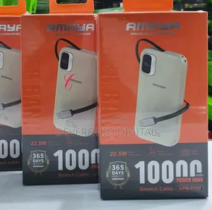 22.5w 10000mah* Power Bank *With Built in Stretch Telescopic Cable*