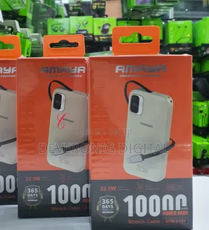 22.5w 10000mah* Power Bank *With Built in Stretch Telescopic Cable*