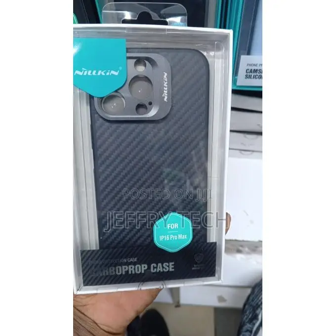 Black Nillkin Cardboprop Case for iPhone 16 Pro Max – Multi-Functional