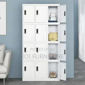 Office Cabinet; 12 Lockers Gray Lockable Cabinet With Key for Offices