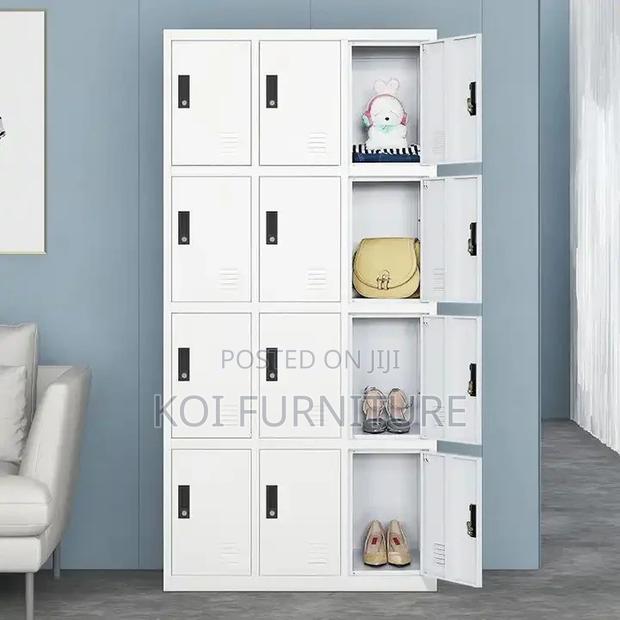 Office Cabinet; 12 Lockers Gray Lockable Cabinet With Key for Offices - thumbnail 2