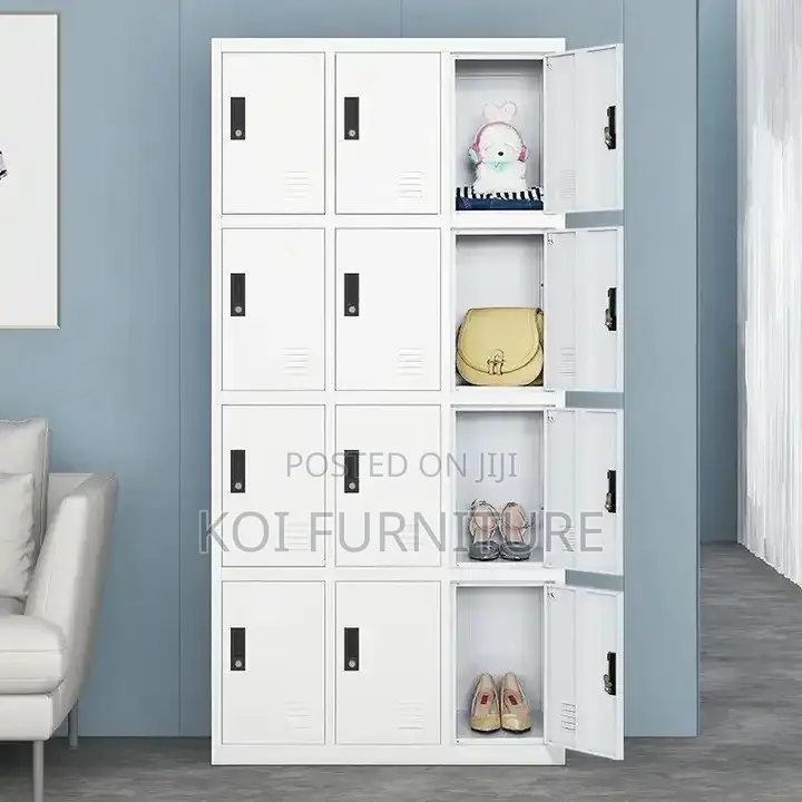 Office Cabinet; 12 Lockers Gray Lockable Cabinet With Key for Offices