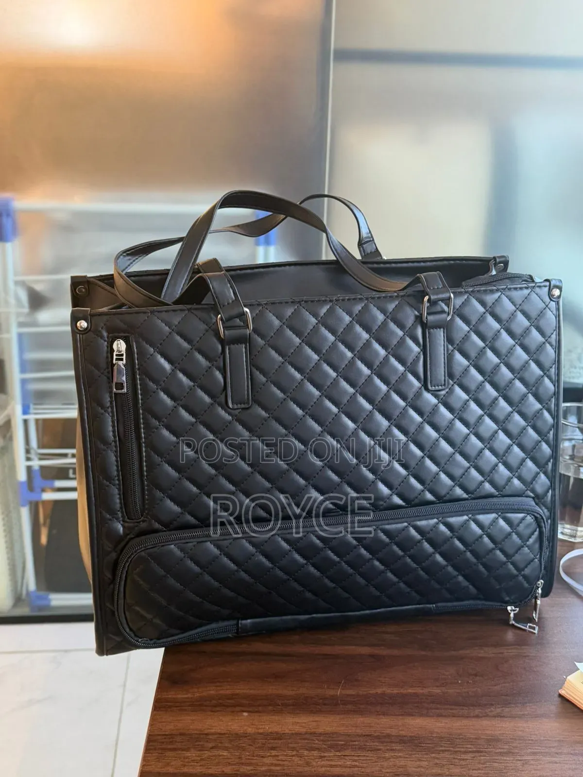 Quilted Laptop Tote  Bag With Insulated Lunch Compartment