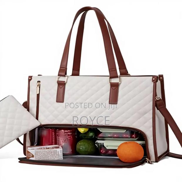 Quilted Laptop Tote  Bag With Insulated Lunch Compartment - thumbnail 3