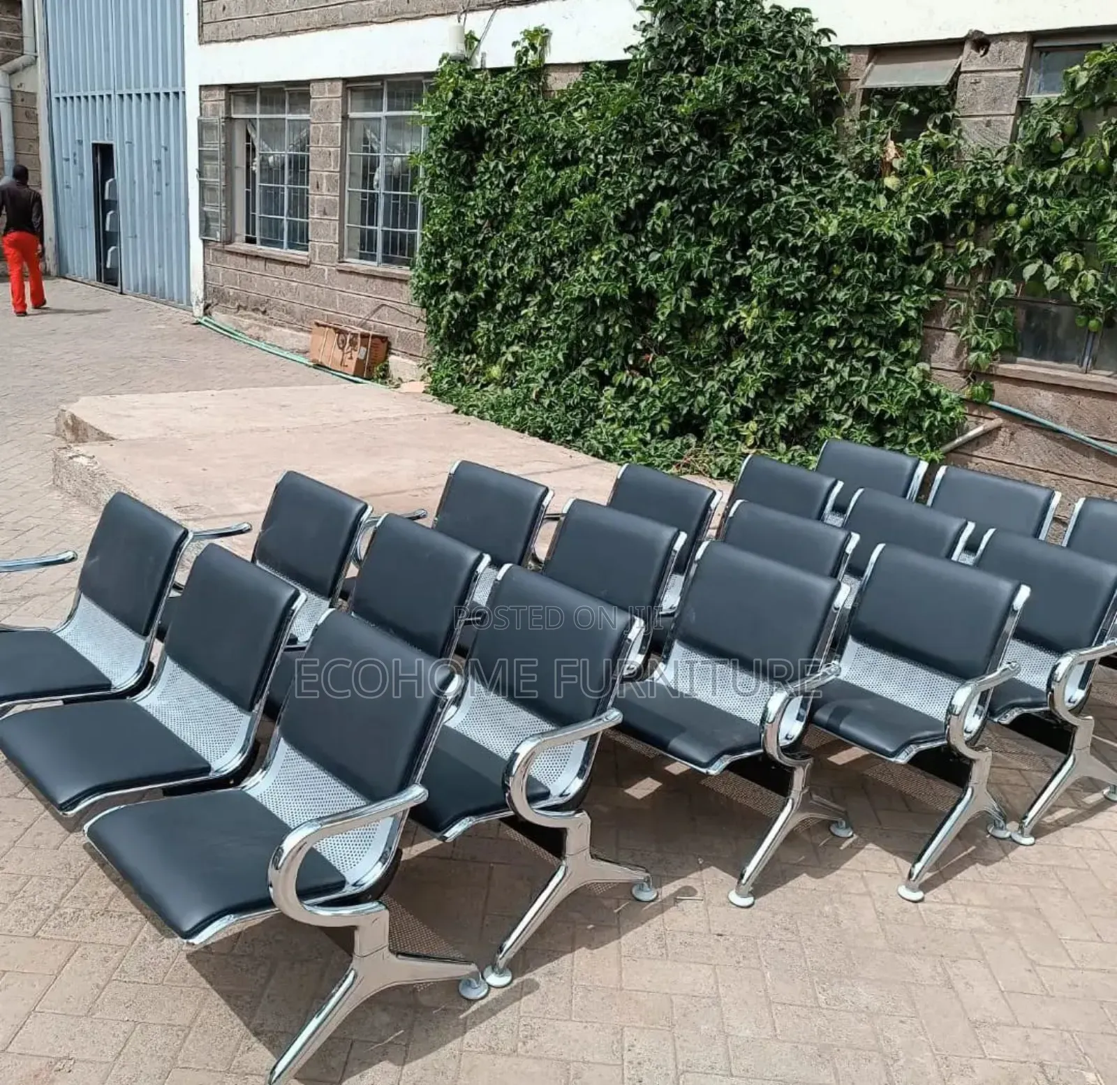3 Seater Black Padded Waitt