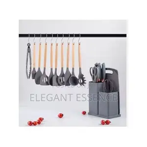 19pcs Original Kitchen Set Silicone Nonstick Cookware Wooden Handle