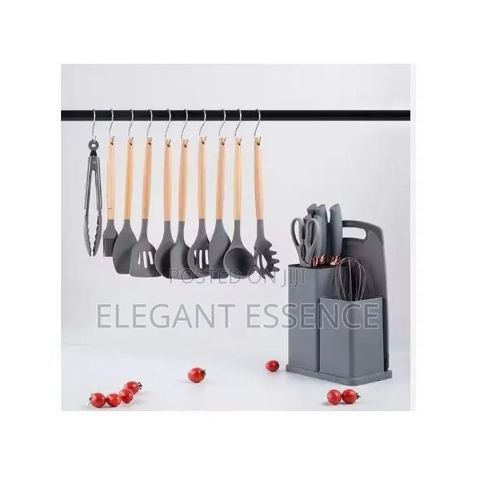 19pcs Original Kitchen Set Silicone Nonstick Cookware Wooden Handle