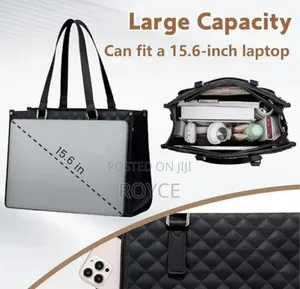 Quilted Laptop Tote  Bag With Insulated Lunch Compartment