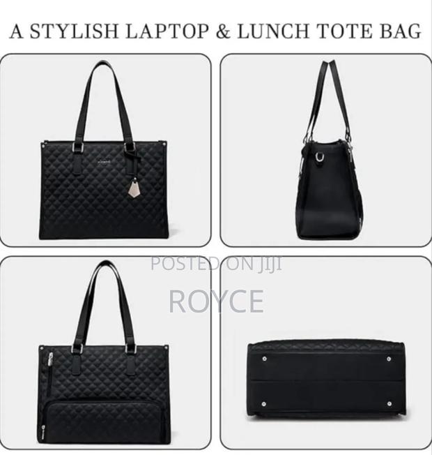 Quilted Laptop Tote  Bag With Insulated Lunch Compartment - thumbnail 6