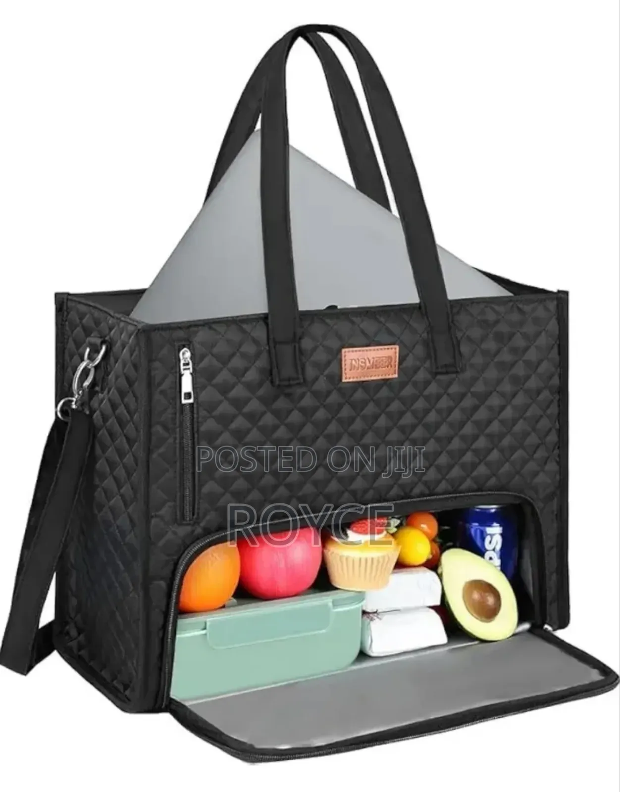 Quilted Laptop Tote  Bag With Insulated Lunch Compartment