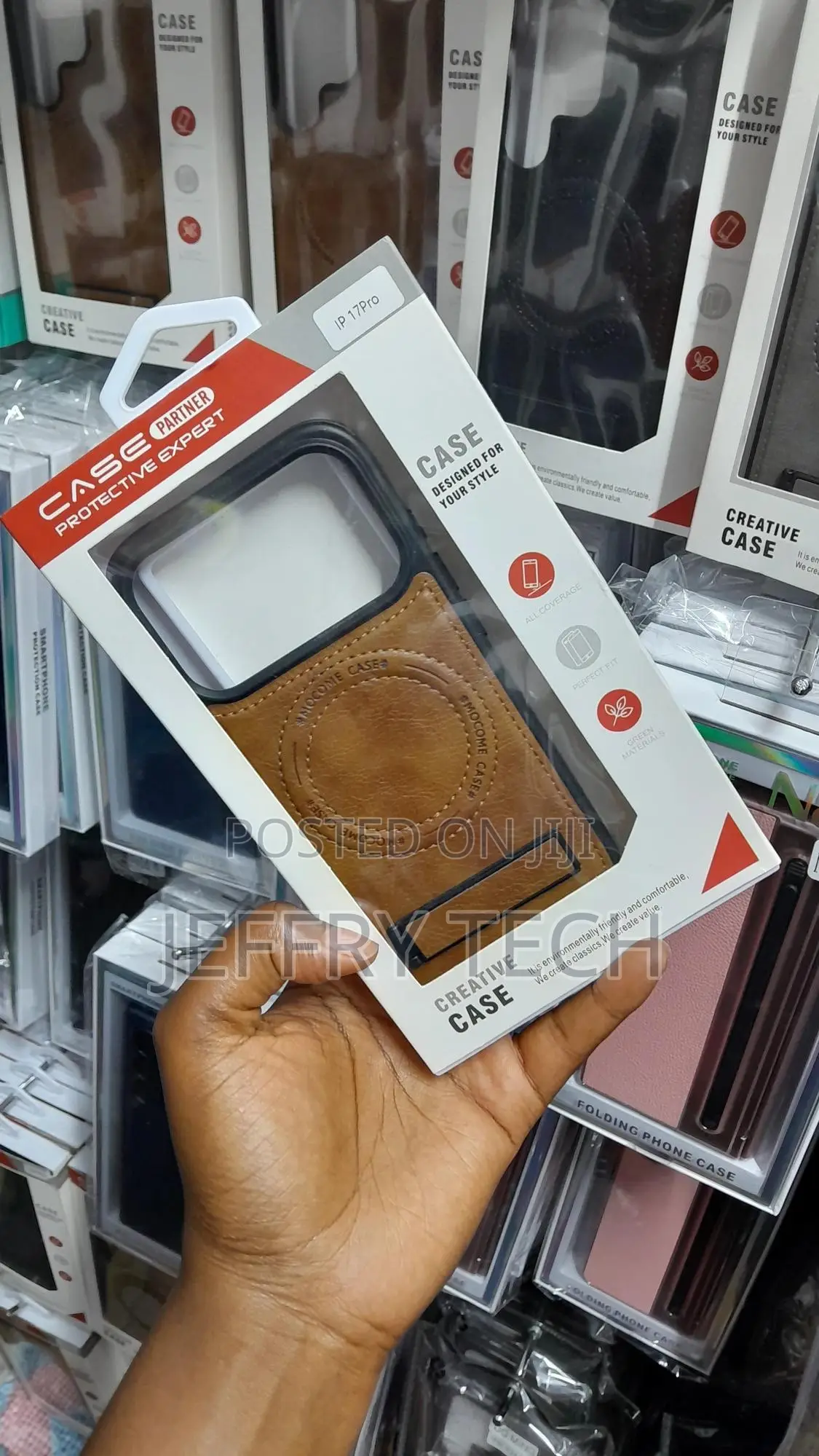 Wtcase iPhone 17 Pro Leather Magsafe Case Built-in Invisible Stand