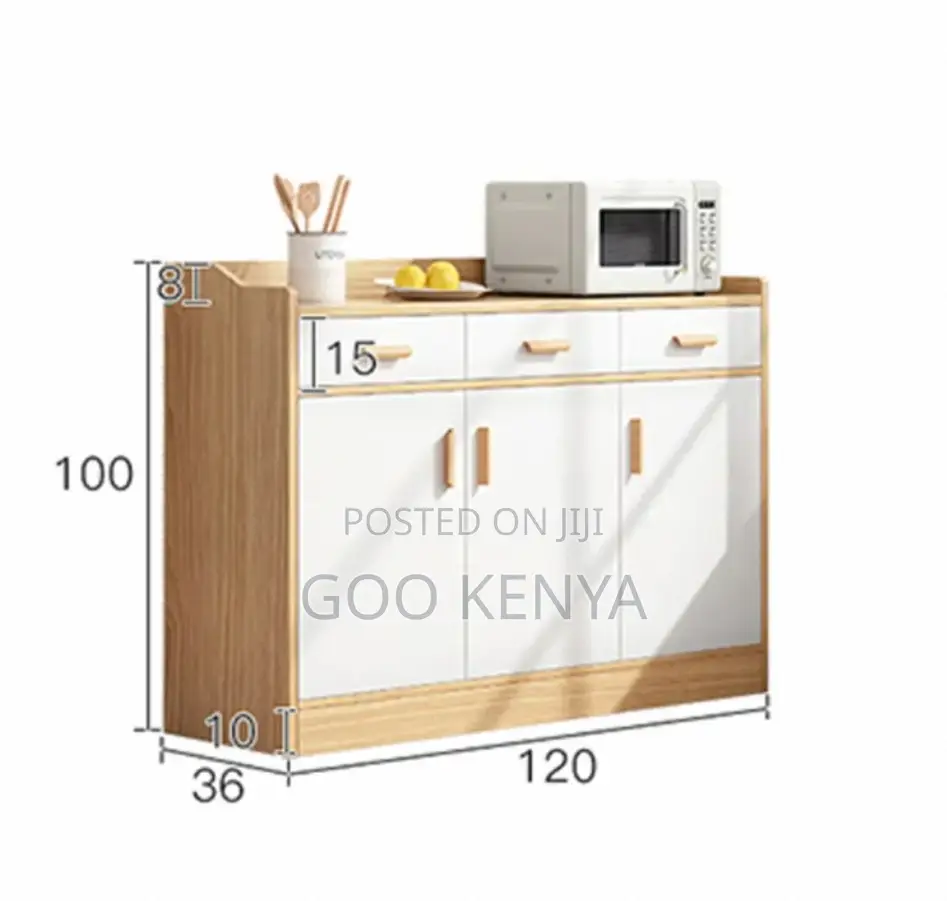 Kitchen Cabinet; Durable Wooden Kitchen Cabinet With Multiple Shelves