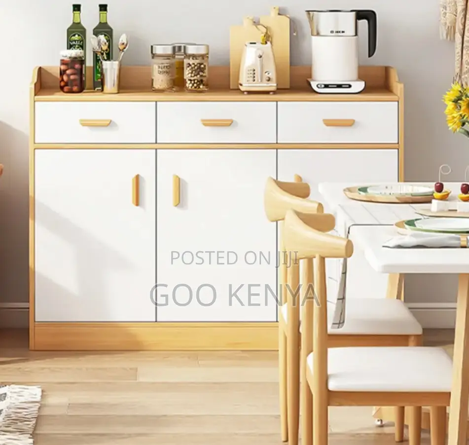 Kitchen Cabinet; Durable Wooden Kitchen Cabinet With Multiple Shelves