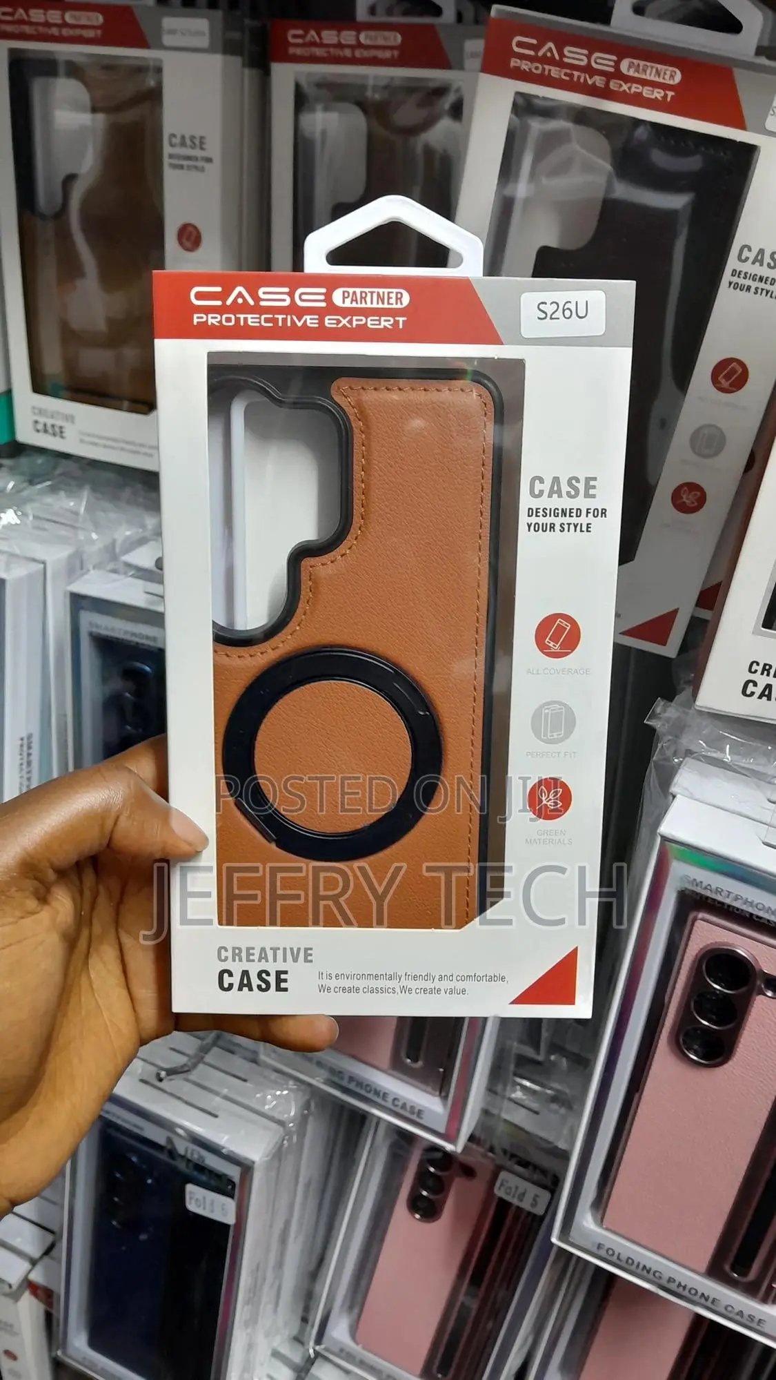 Nayer Samsung Galaxy S26 Ultra Leather Magnetic Ring Kickstand Case