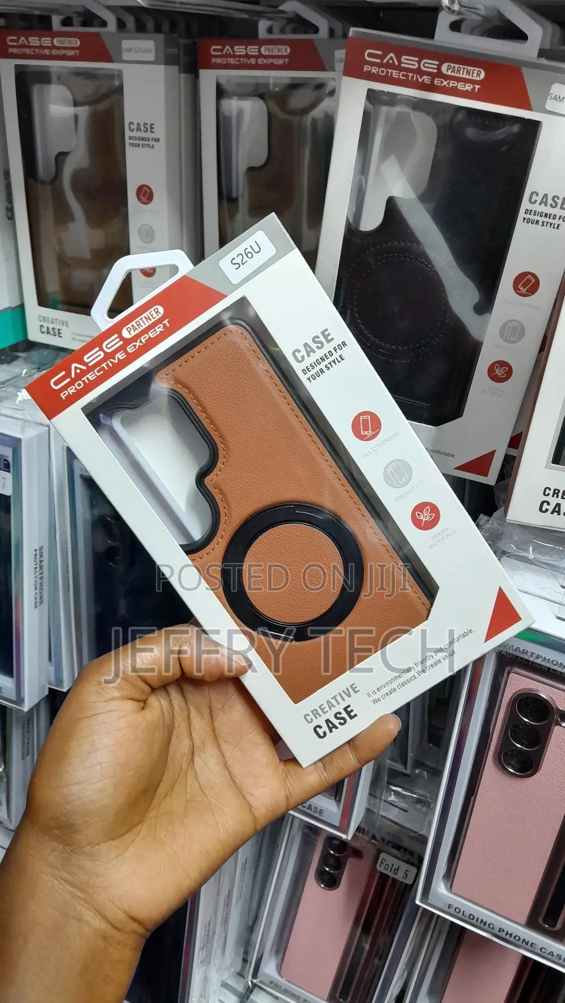 Nayer Samsung Galaxy S26 Ultra Leather Magnetic Ring Kickstand Case