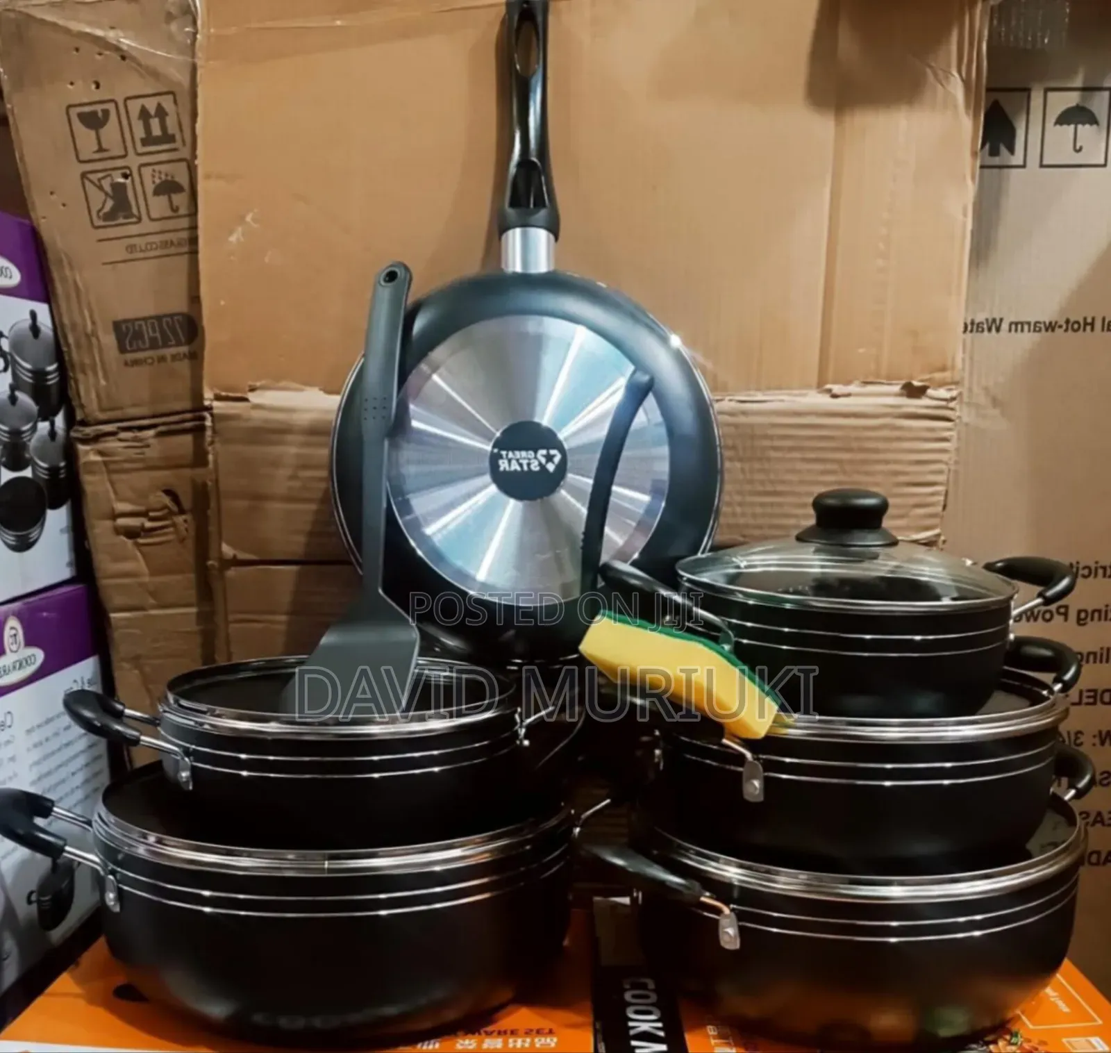 Great Star 14pc Black Cookware Set