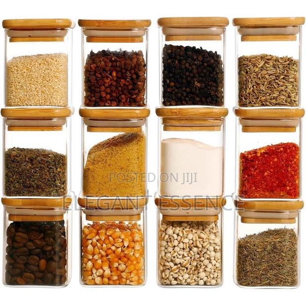 12pcs Borosilicate Air Tight Spice Storage Jars