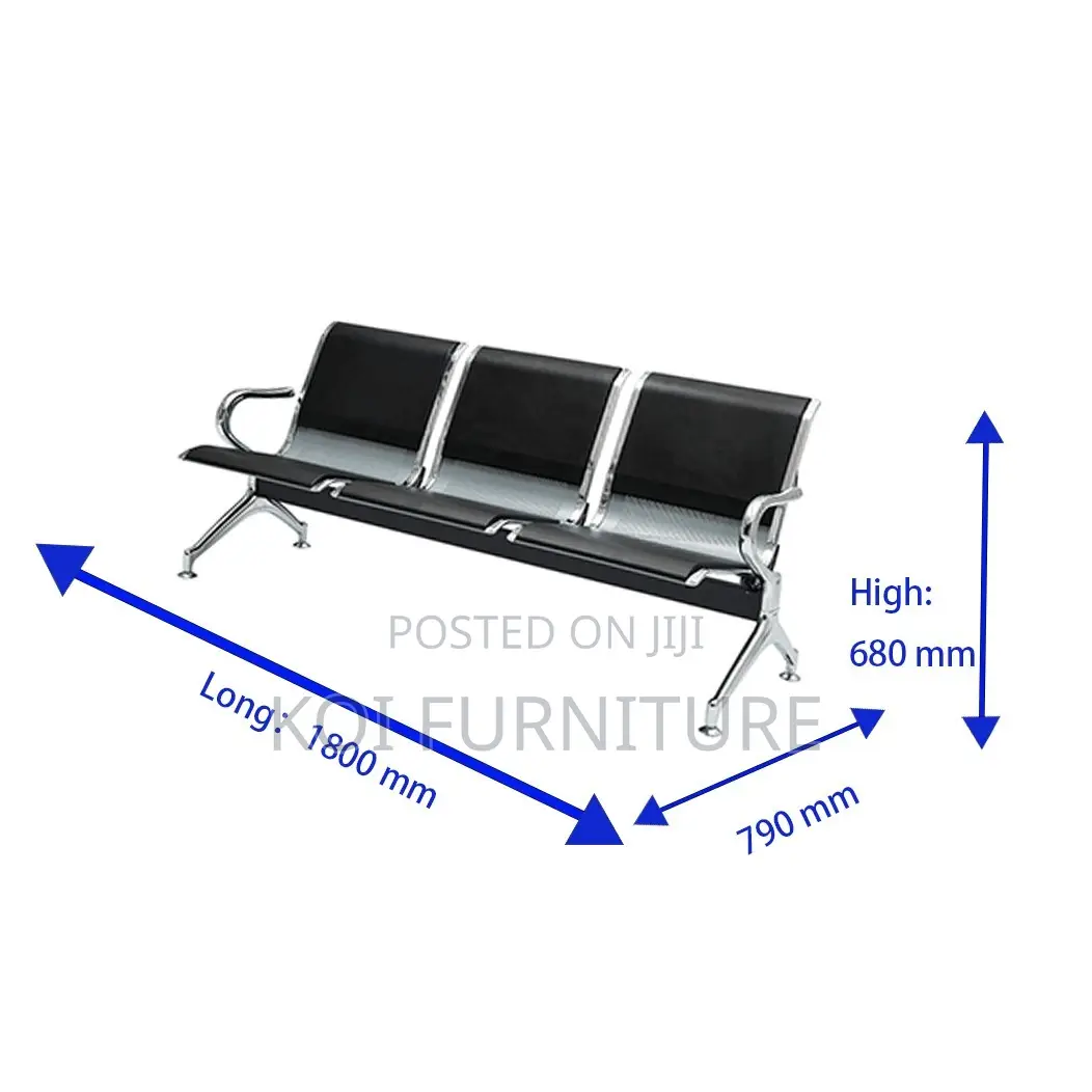 Office Benches; Black Three Seaters Reception Bench