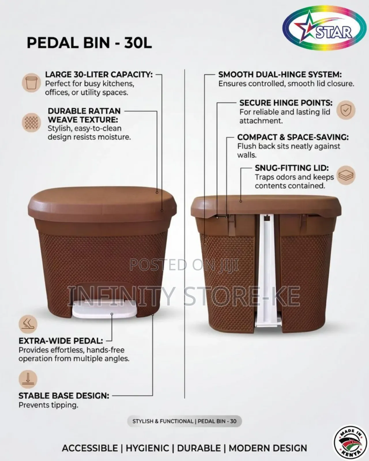Star Pedal Bin 30 Litres